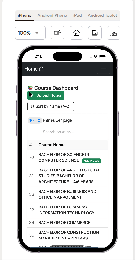 Uninotes Mobile App